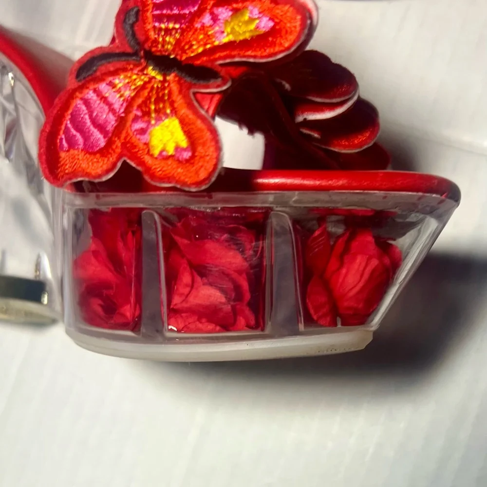 Women’s Red Butterfly Wedge Strappy Sandals